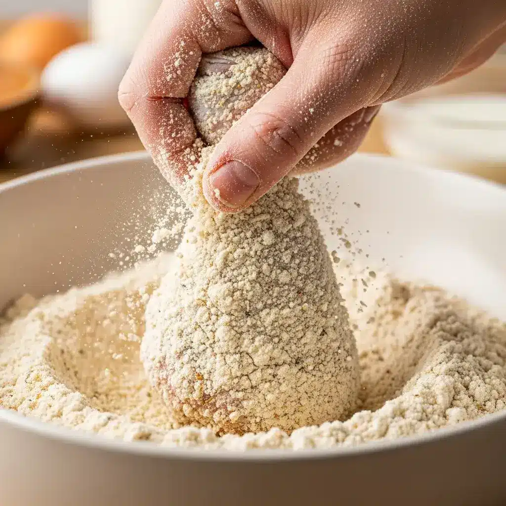 Fried Chicken Legs Recipe: The Ultimate Guide to Crispy, Juicy Southern-Style Drumsticks 9 dredging chicken legs in seasoned flour for frying