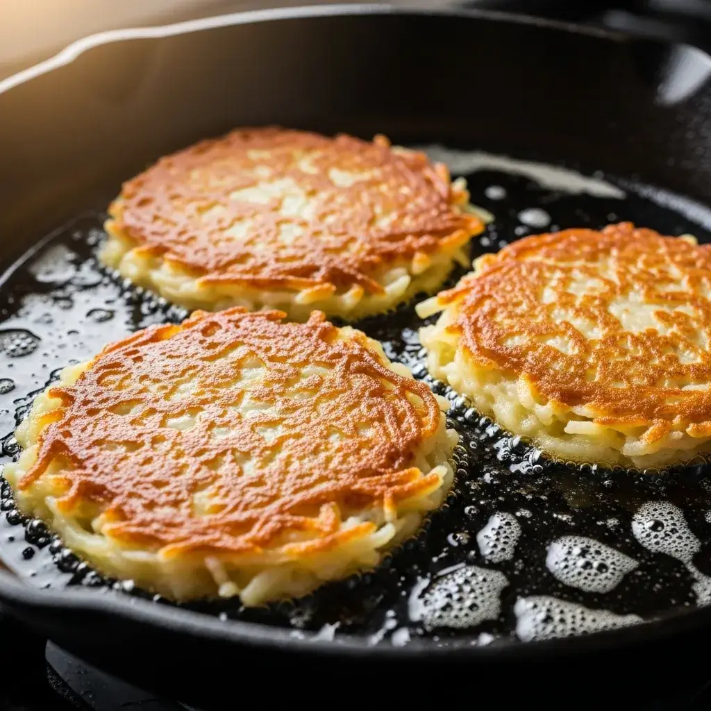 German Potato Pancakes Recipe: Crispy, Golden Kartoffelpuffer Just Like Oma Made 9 frying german potato pancakes recipe in skillet