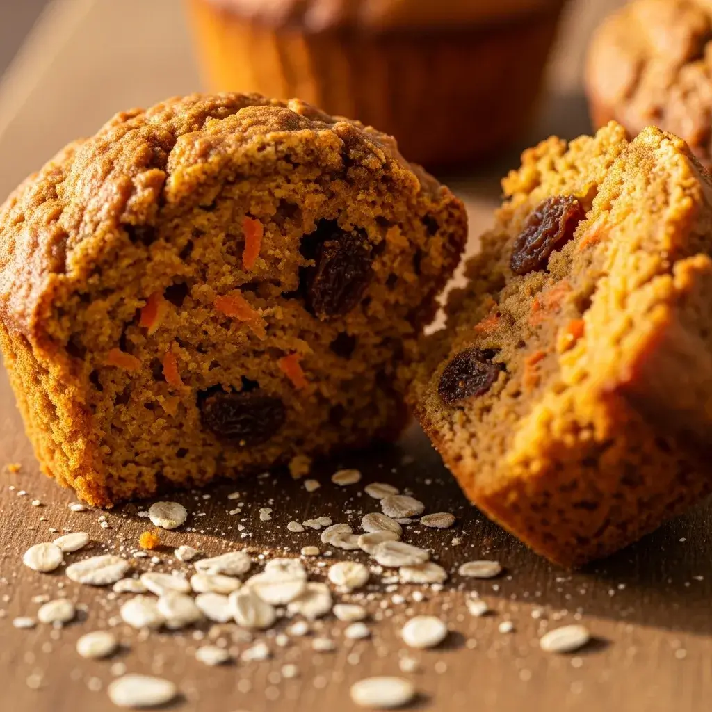 Healthy Carrot Cake Oatmeal Muffins 10 healthy carrot cake oatmeal muffin broken open