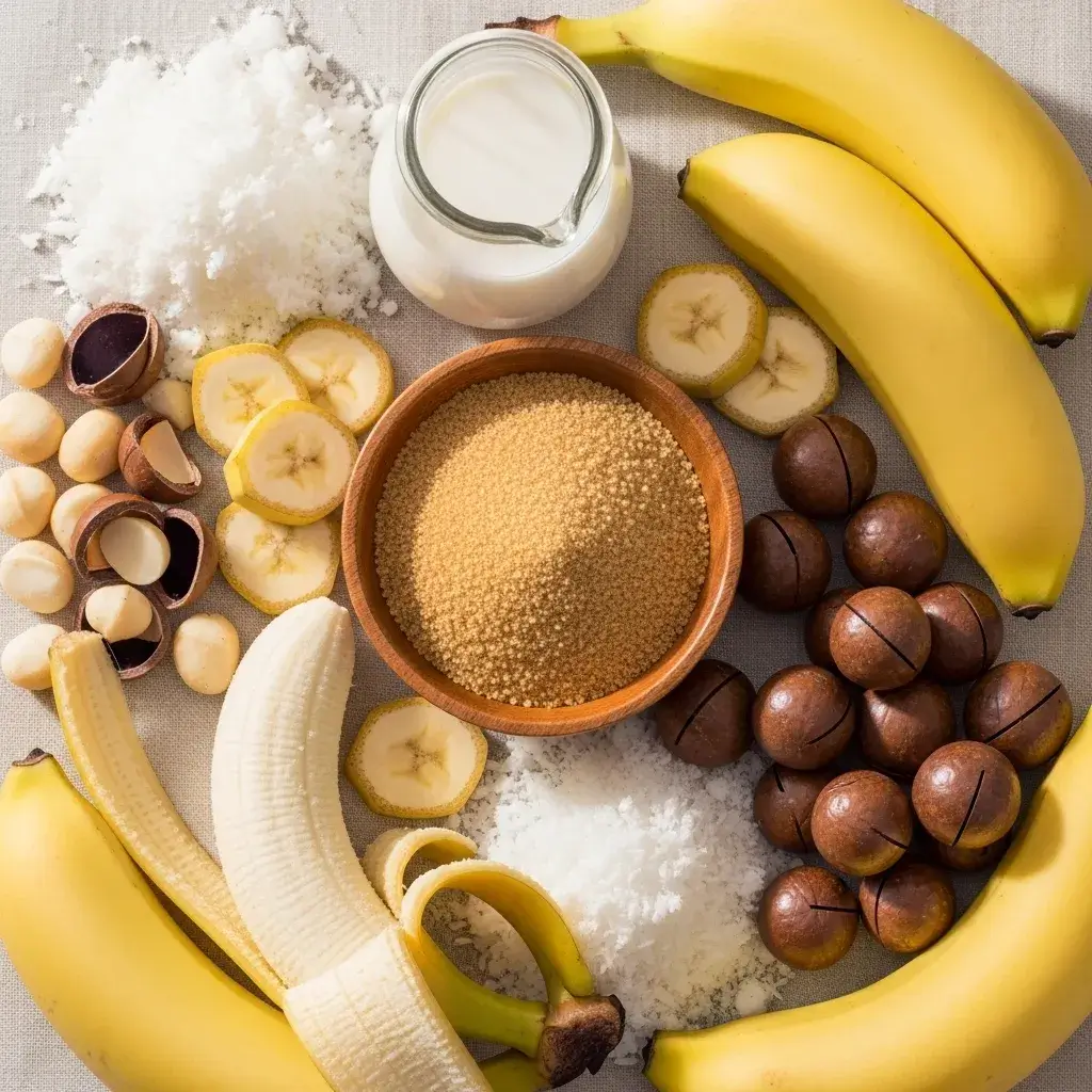 COCONUT MACADAMIA BANANA BREAD 8 ingredients for coconut macadamia banana bread recipe