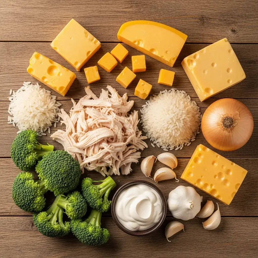 Creamy Chicken Broccoli Rice Cheese Casserole Recipe 8 ingredients for homemade chicken broccoli rice casserole