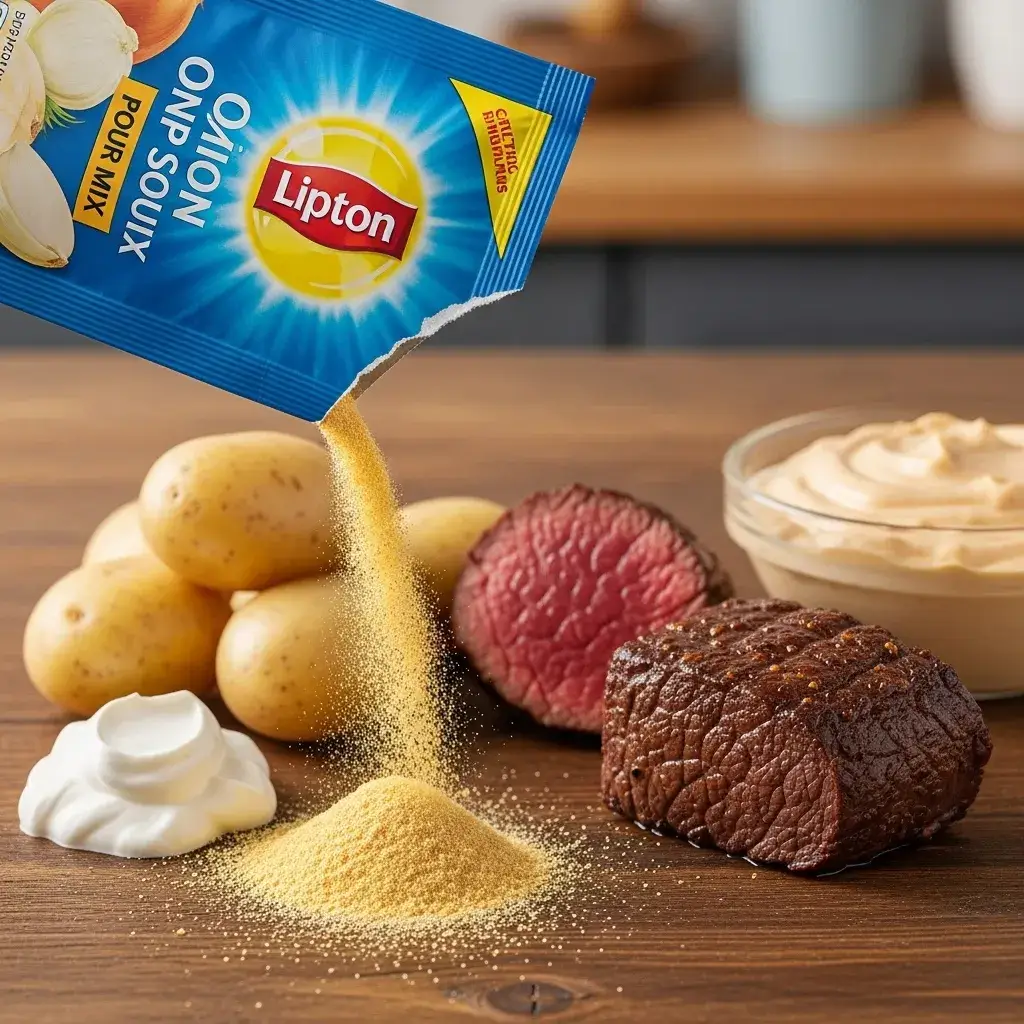 Lipton Onion Soup Mix: The Secret Ingredient Your Pantry Needs 5 lipton-onion-soup-mix-packet-and-ingredients