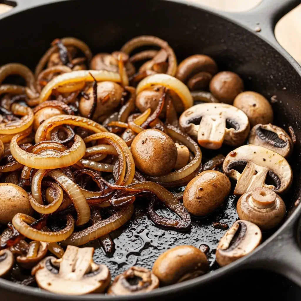 Beef Liver in Cream Sauce Recipe: The Secret to Tender, Mild, & Gourmet Liver 10 making cream sauce with onions mushrooms for liver