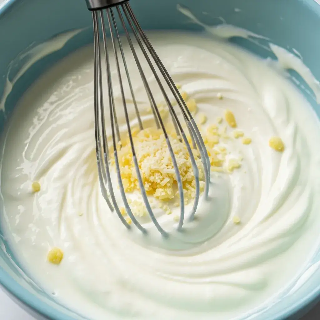 10-Minute High Protein Pasta: Your Busy Night Savior 9 making creamy yogurt sauce for pasta
