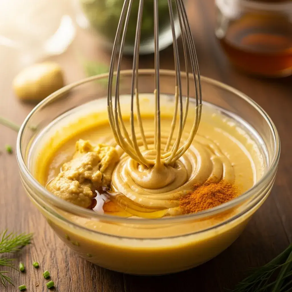 Vegan Honey Mustard Tofu Wraps Recipe: Your New Favorite Protein-Packed Lunch 9 making vegan honey mustard sauce for tofu