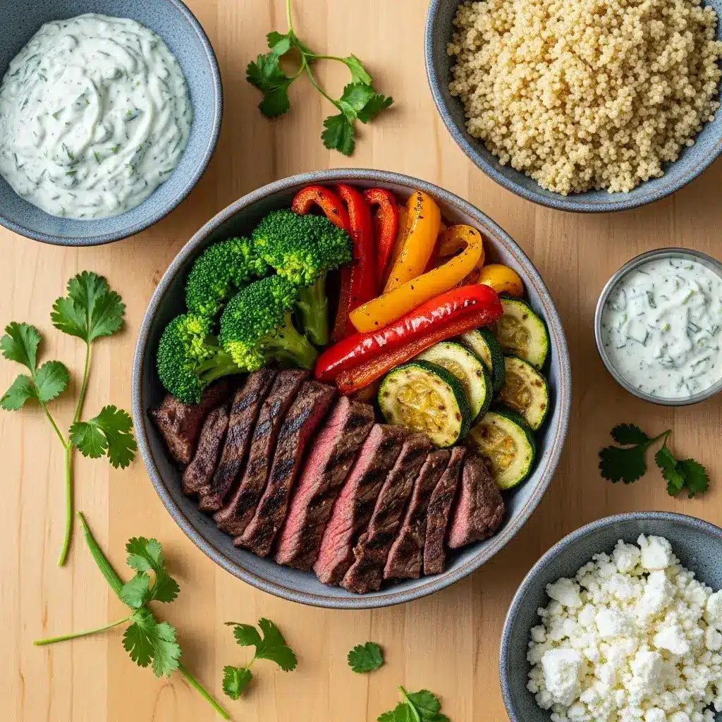 Easy Mediterranean Steak Bowl Recipe 10 meal prep components for mediterranean steak bowl
