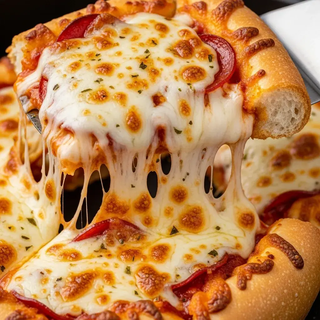 Red Baron French Bread Pizza in Air Fryer 10 red baron french bread pizza cooked in air fryer close up