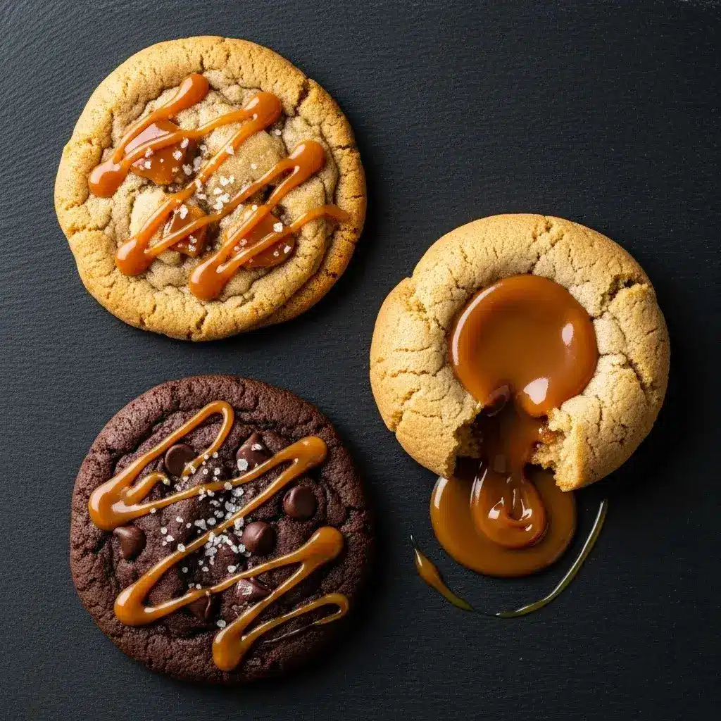 Salted Caramel Cookies (No Bake Recipe) 12 salted-caramel-cookie-variations-platter