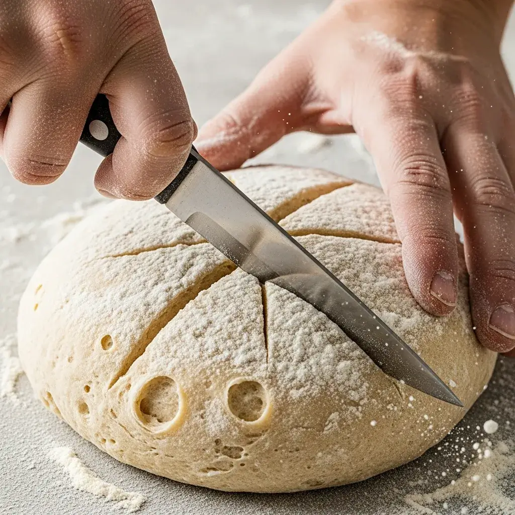 Soda Bread with Whole Grains: An Easy, No-Yeast Wonder 9 scoring-dough-for-soda-bread-with-knife
