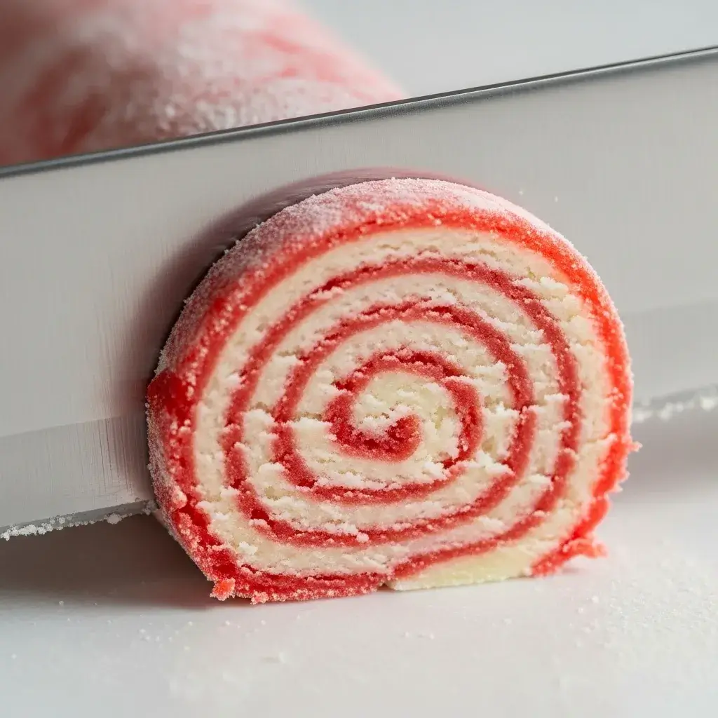 Valentine's Day Swirl Cookies 8 slicing-chilled-swirl-cookie-dough-log