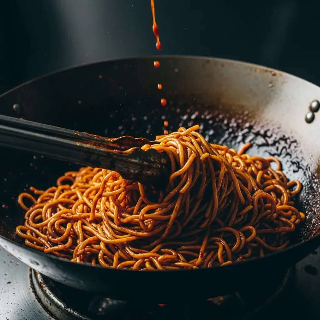 Chili Garlic Noodles: Your New Favorite 15-Minute Meal 9 tossing-noodles-in-chili-garlic-sauce