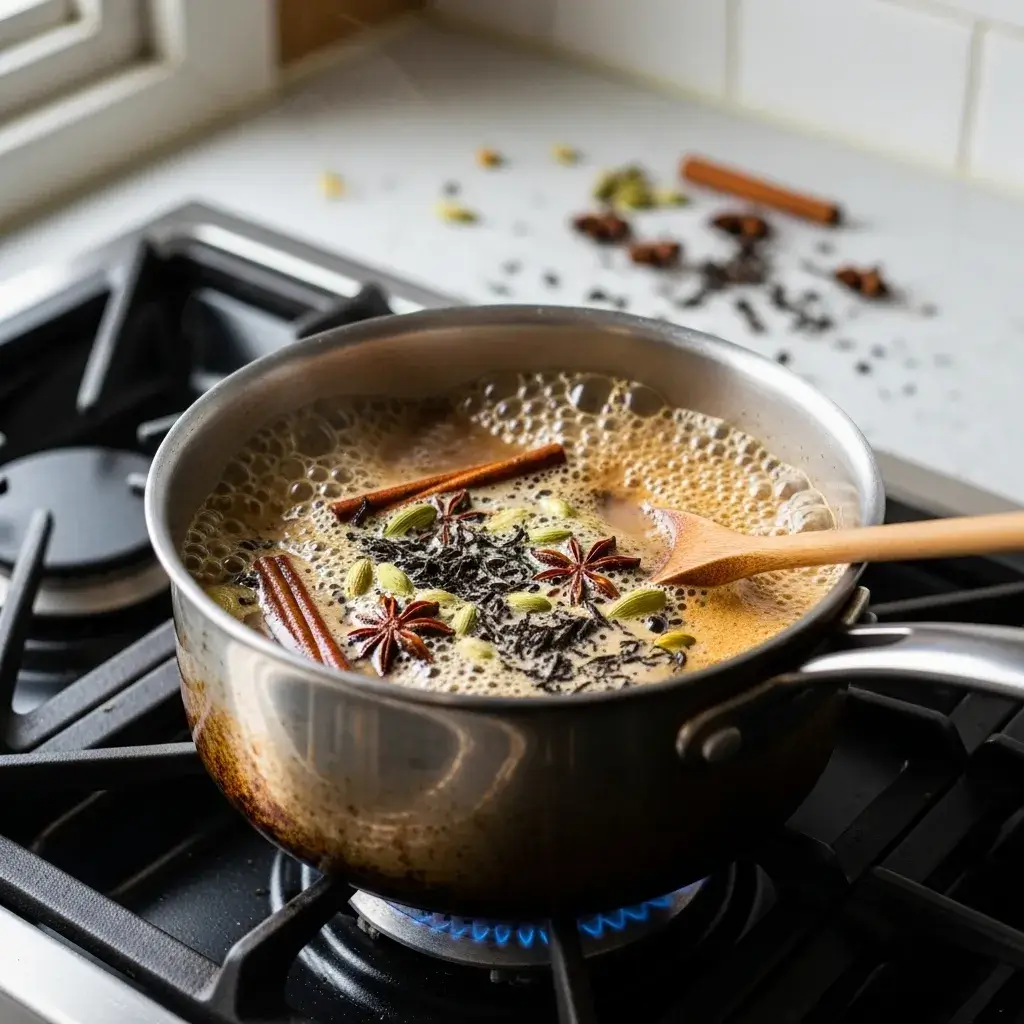 The Perfect Black Tea for Chai Latte: Your Ultimate Guide 9 traditional chai latte with black tea simmering