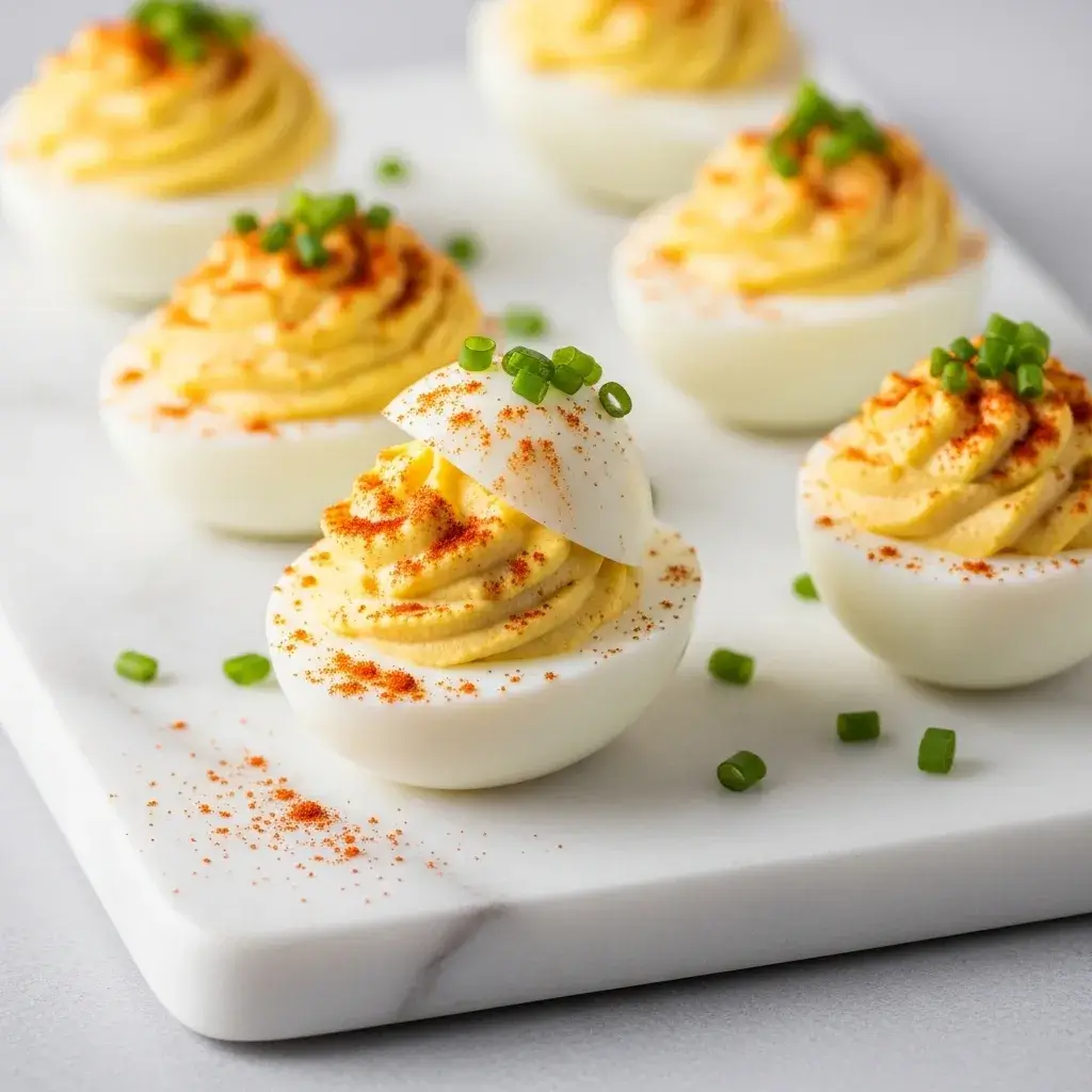 Keto Deviled Egg Recipe 10 creamy keto deviled eggs on a platter