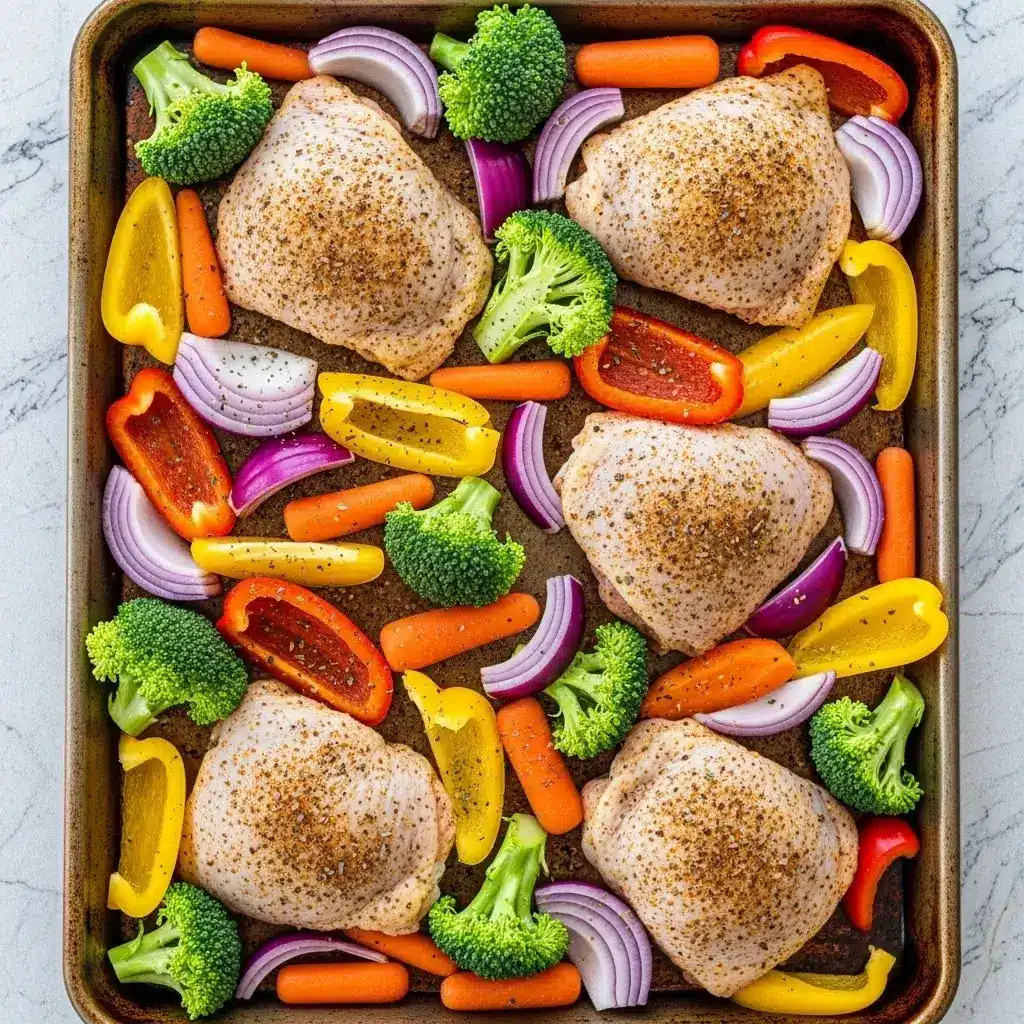 One-Pan Roasted Chicken & Root Vegetables 9 assembling one pan meal before roasting 1