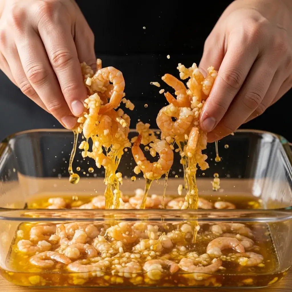 Baked Garlic Parmesan Shrimp 9 coating shrimp in garlic butter sauce