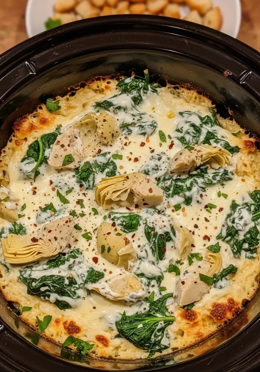 spinach and artichoke dip in slow cooker