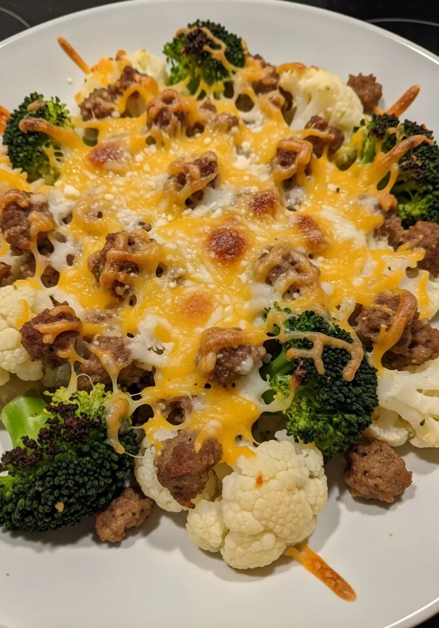 Keto Broccoli and Cauliflower Au Gratin