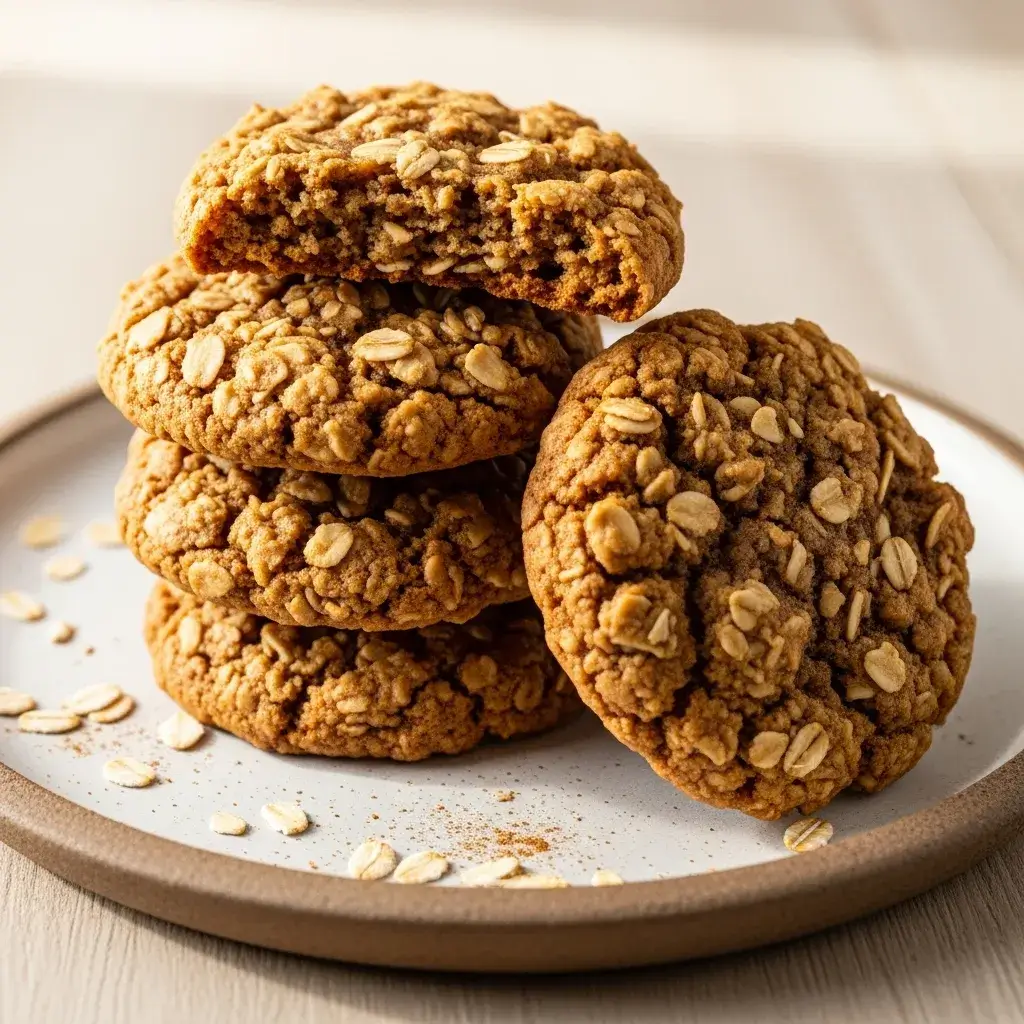 3 Ingredient Oatmeal Cookies With Egg 11 finished stack of healthy 3 ingredient oatmeal cookies