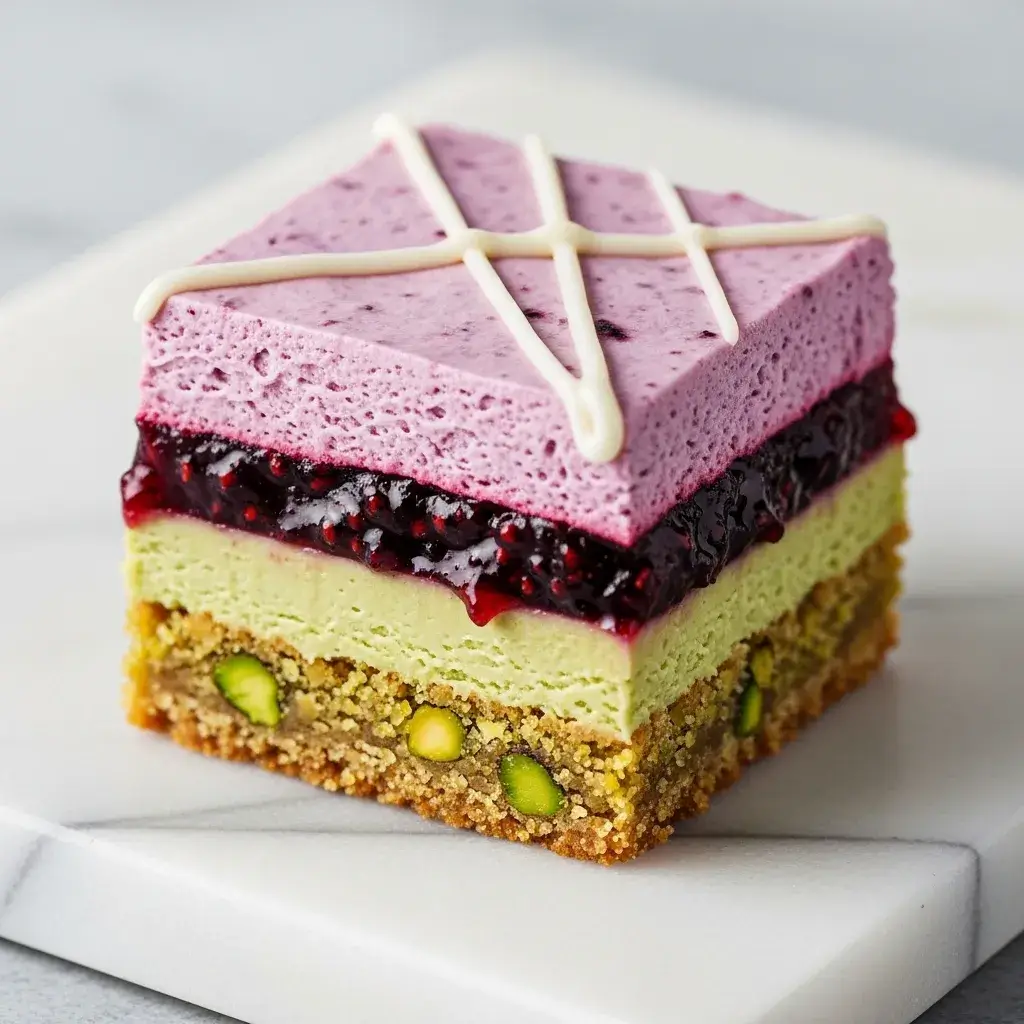 Blackberry Pistachio Dream Bars 13 four layer blackberry pistachio dream bar