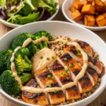 Grilled Chicken & Broccoli Bowls with Creamy Garlic Sauce 6 Grilled Chicken & Broccoli Bowls