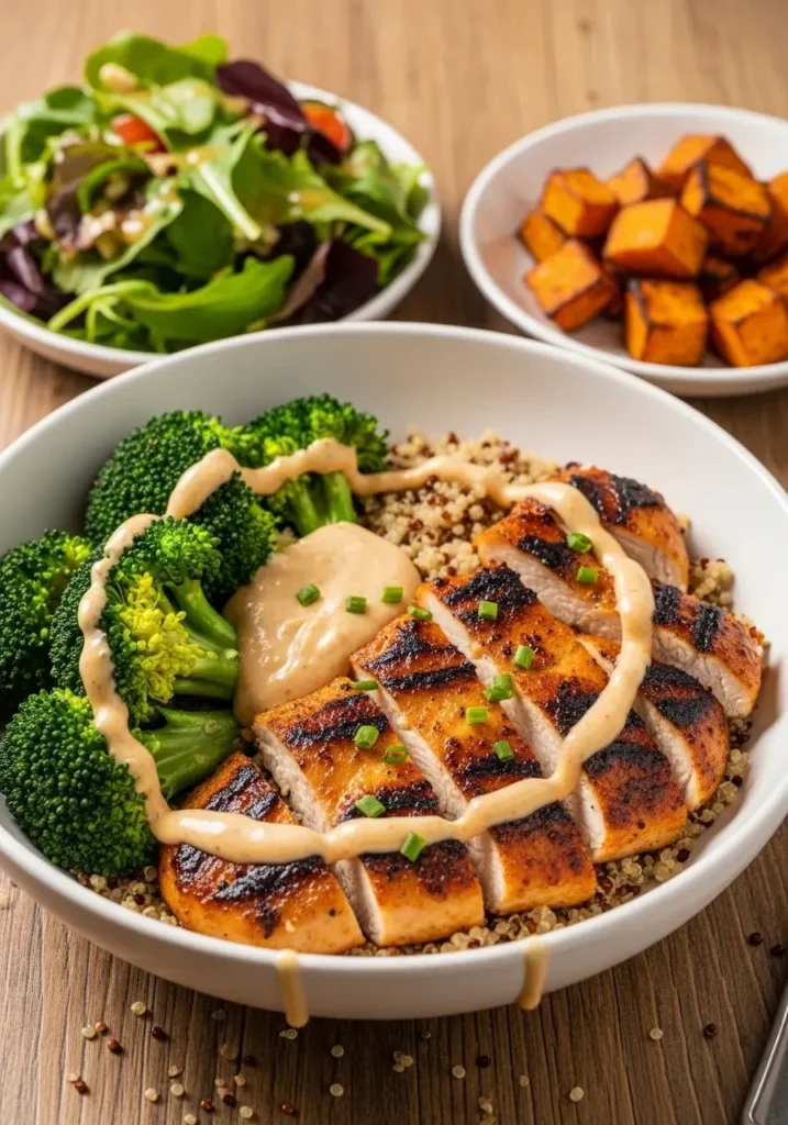 Grilled Chicken & Broccoli Bowls with Creamy Garlic Sauce 9 Grilled Chicken & Broccoli Bowls