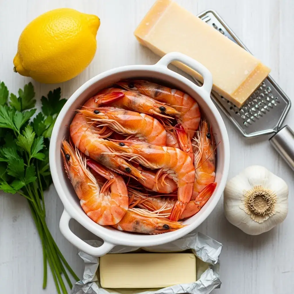 Baked Garlic Parmesan Shrimp 8 ingredients for garlic parmesan shrimp