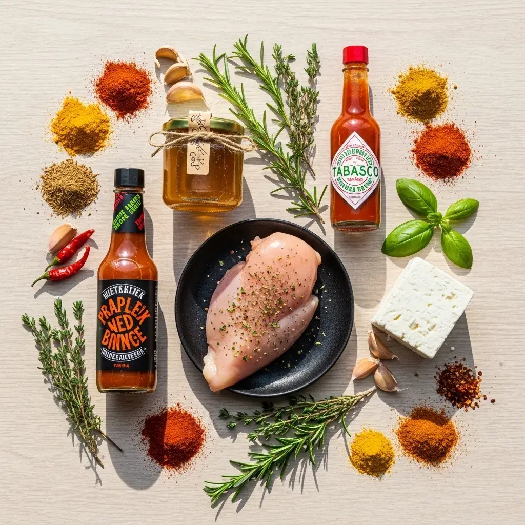 Hot Honey Feta Chicken 9 ingredients for hot honey chicken with feta