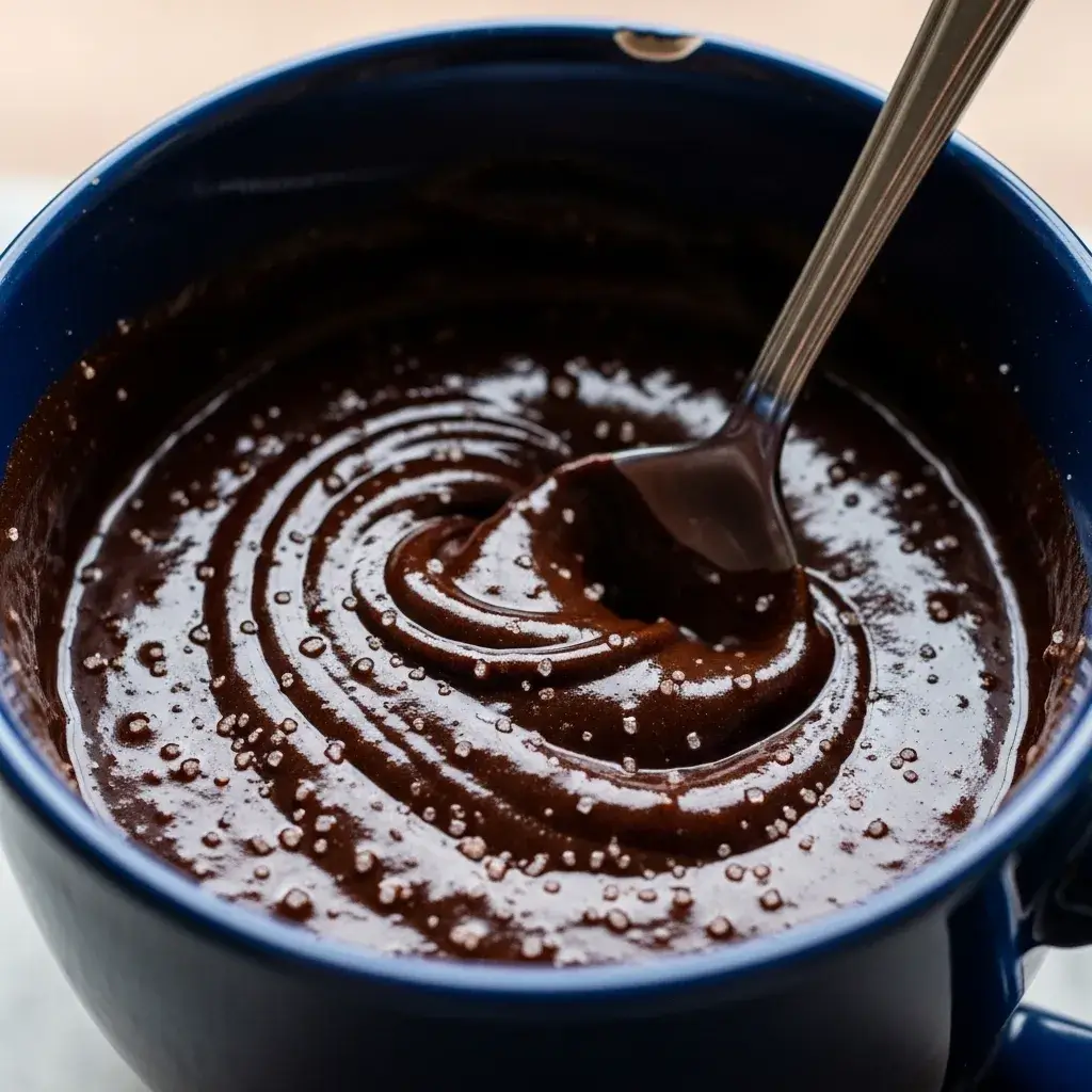Easy Brownie Recipe in a Mug 9 mixing-mug-brownie-batter
