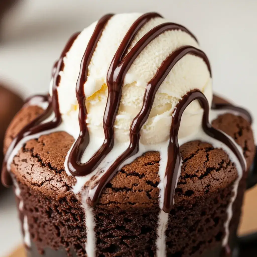 Easy Brownie Recipe in a Mug 11 mug brownie topped with ice cream