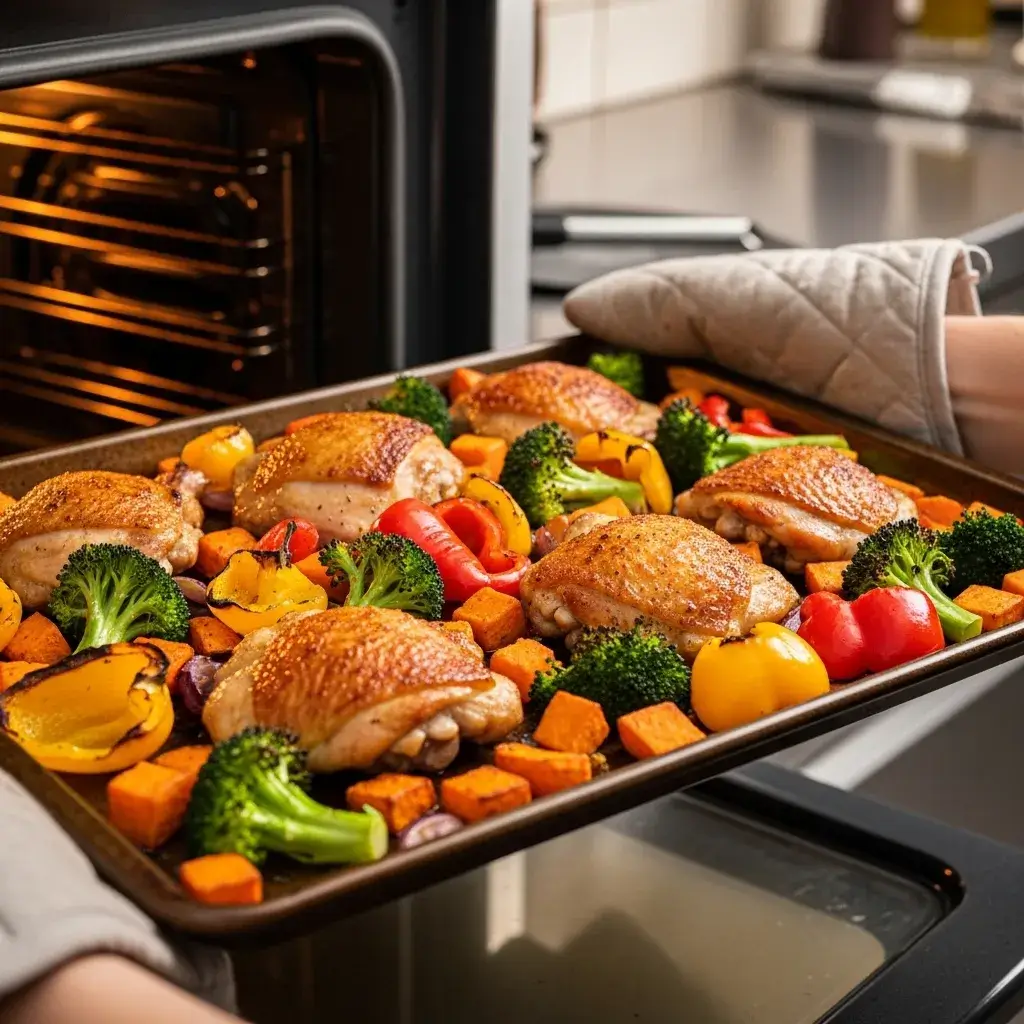 One-Pan Roasted Chicken & Root Vegetables 10 one pan chicken and vegetables fresh from oven