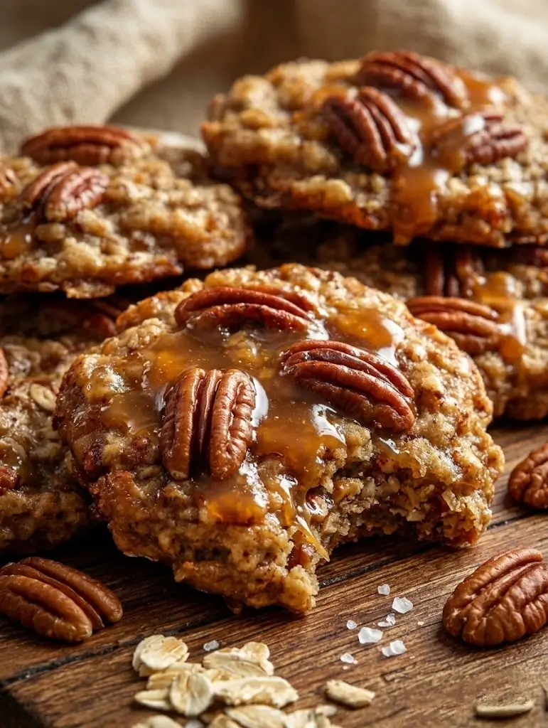 Bakery-Style Pecan Pie Oatmeal Cookies