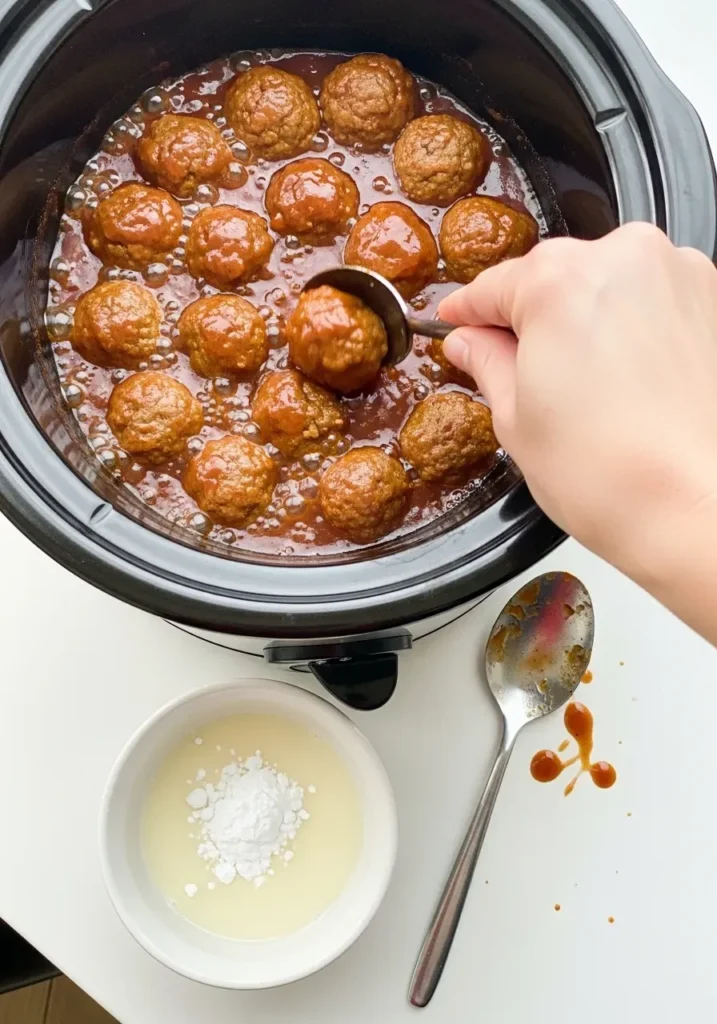 Crockpot BBQ meatballs 8 Crockpot BBQ meatballs