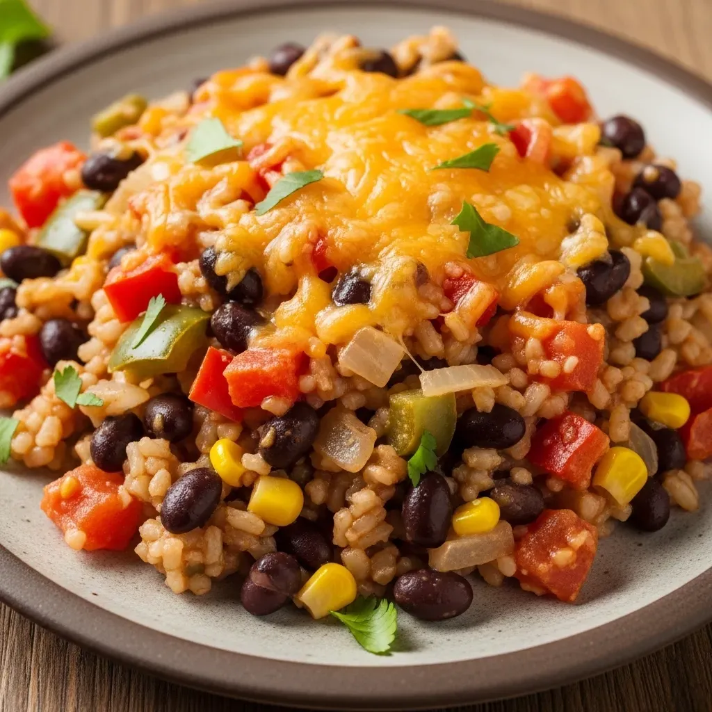 Hearty Brown Rice and Black Bean Casserole