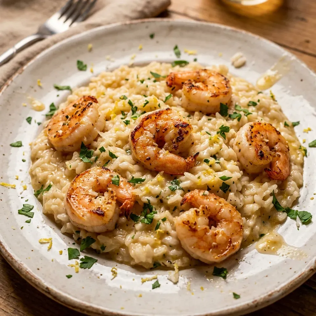 Creamy Lemon Garlic Shrimp Risotto