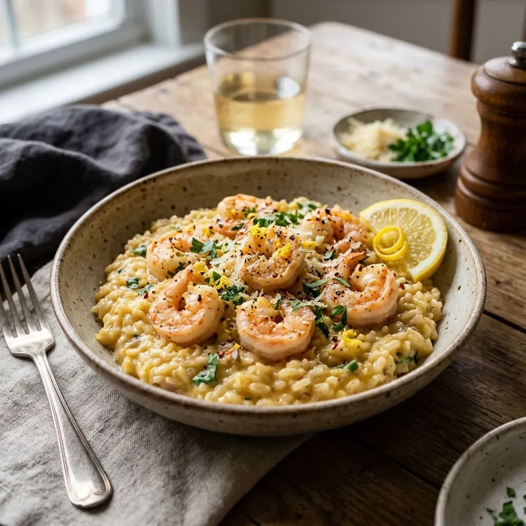 Creamy Lemon Garlic Shrimp Risotto