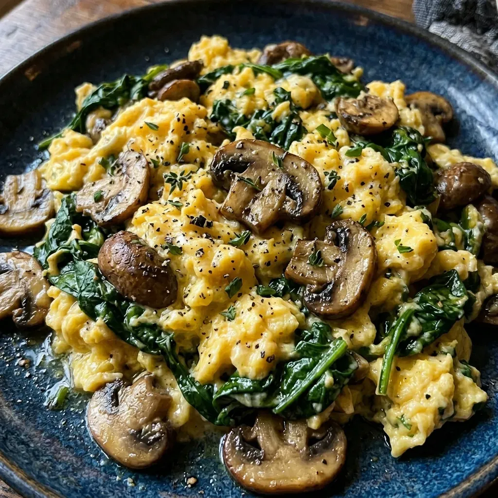 Mushroom Spinach Scrambled Eggs (10-Minutes)