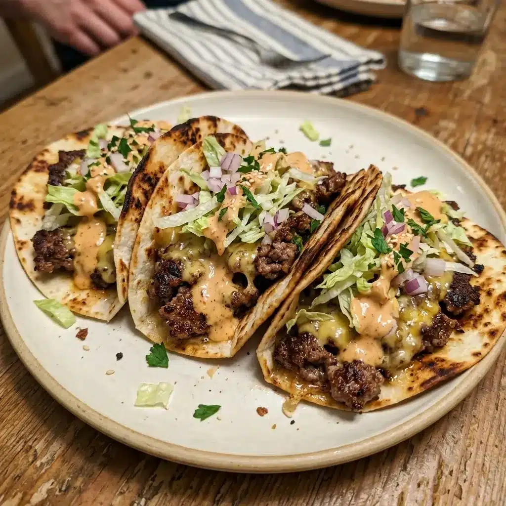 Crispy Smash Burger–Style Tacos with Special Sauce