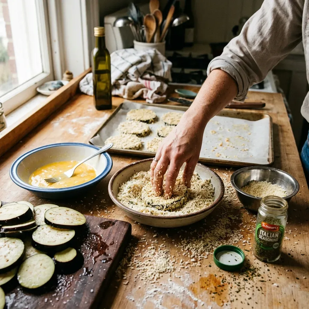 Crispy Oven Baked Eggplant Parmesan
