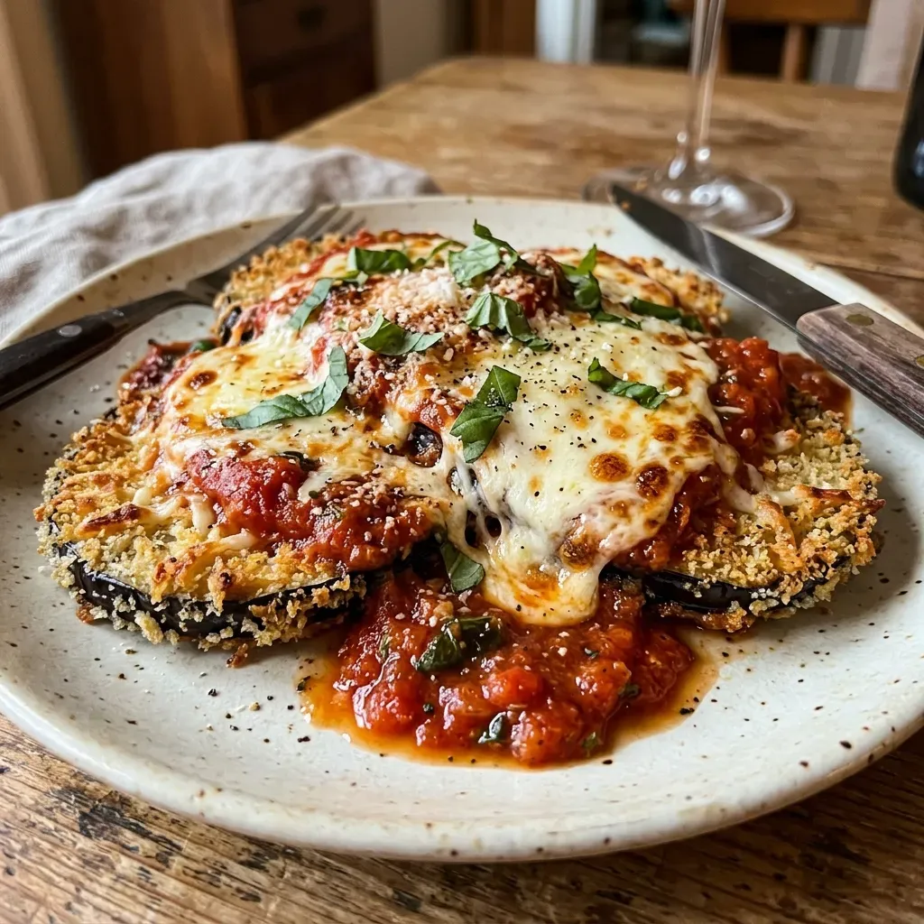 Crispy Oven Baked Eggplant Parmesan