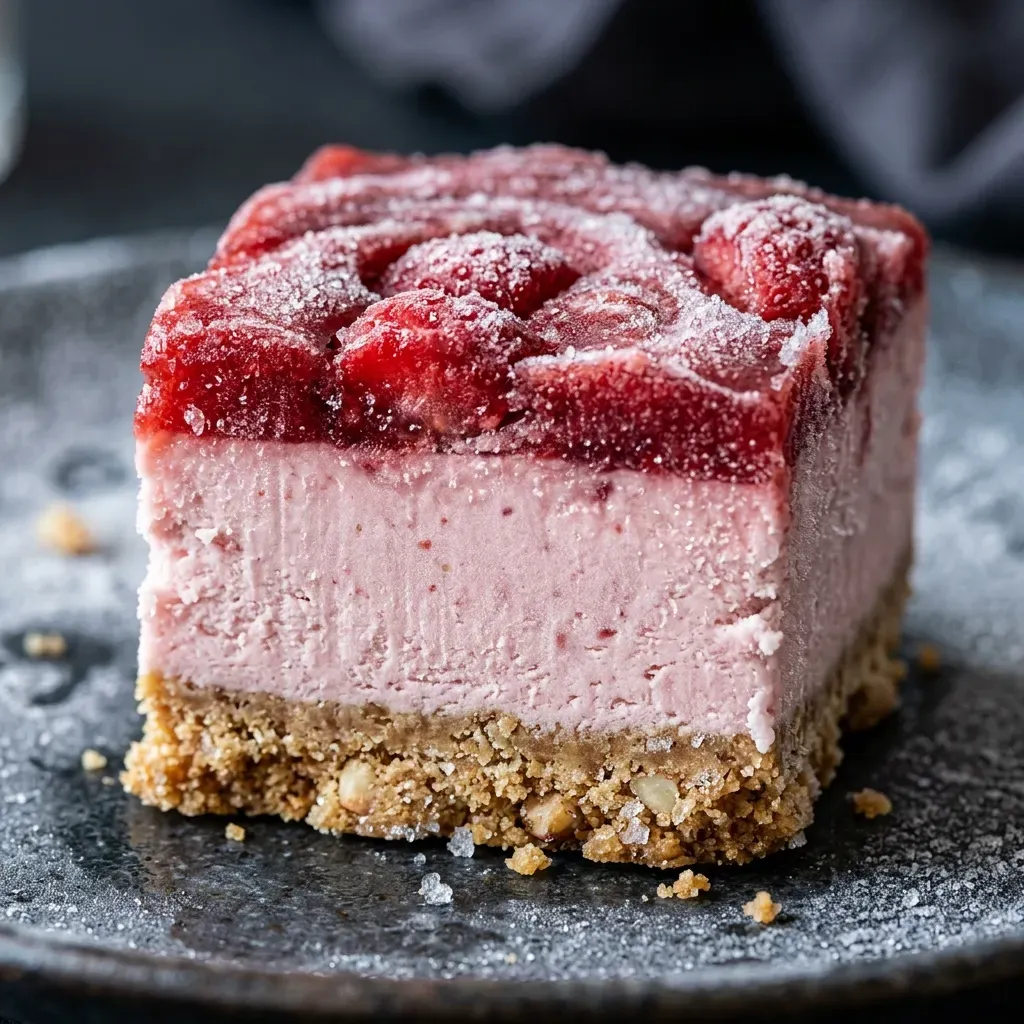 Frozen Strawberry Cheesecake Bars
