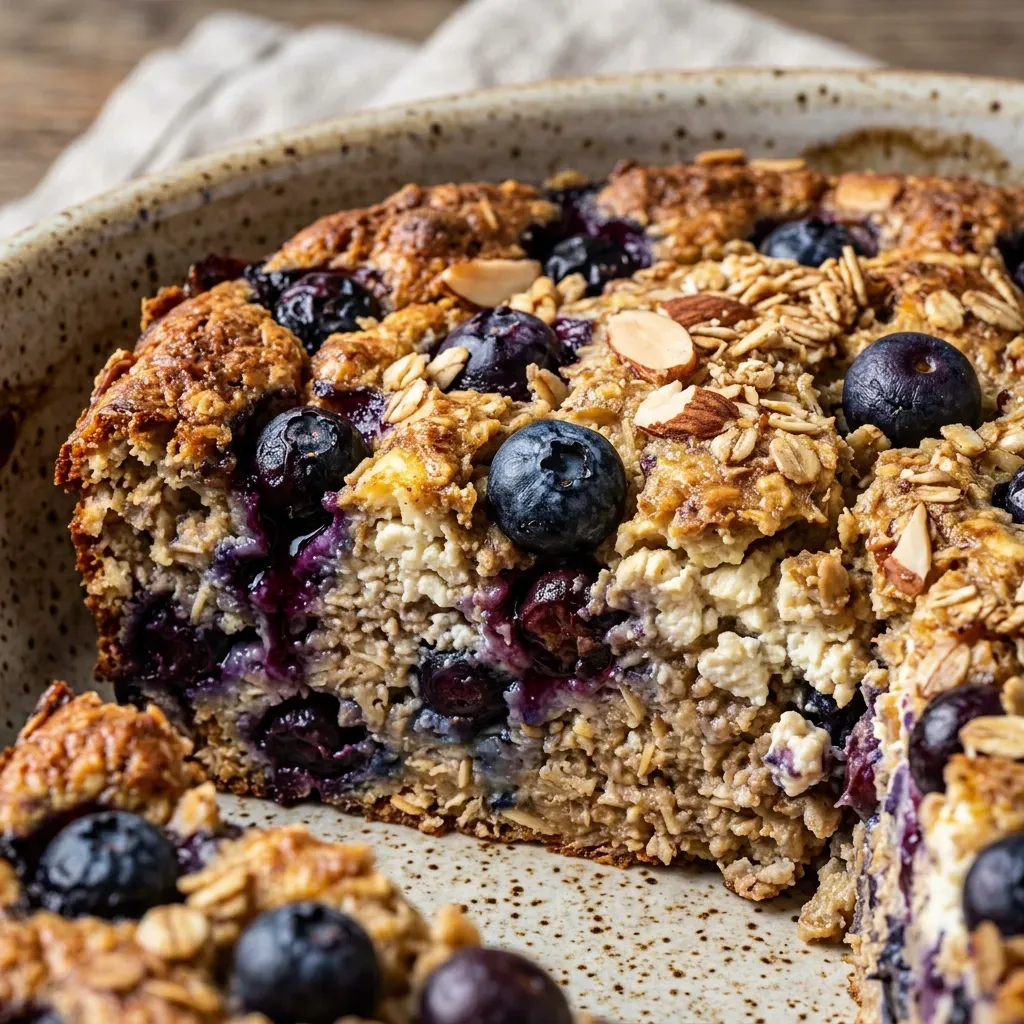 High Protein Blueberry Cottage Cheese Bake