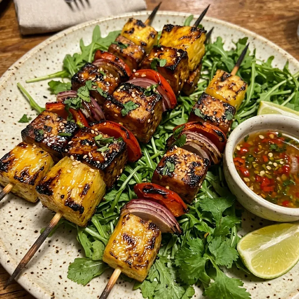 Grilled Pineapple and Tofu Kebabs