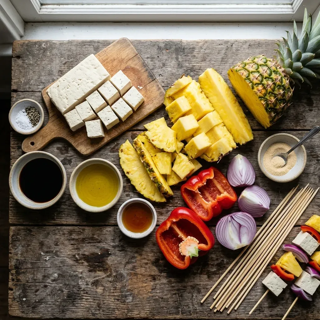 Grilled Pineapple and Tofu Kebabs