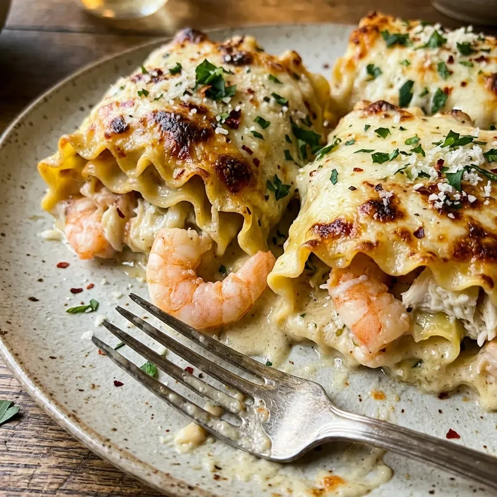 Irresistible Shrimp & Crab Alfredo Lasagna Roll-Ups