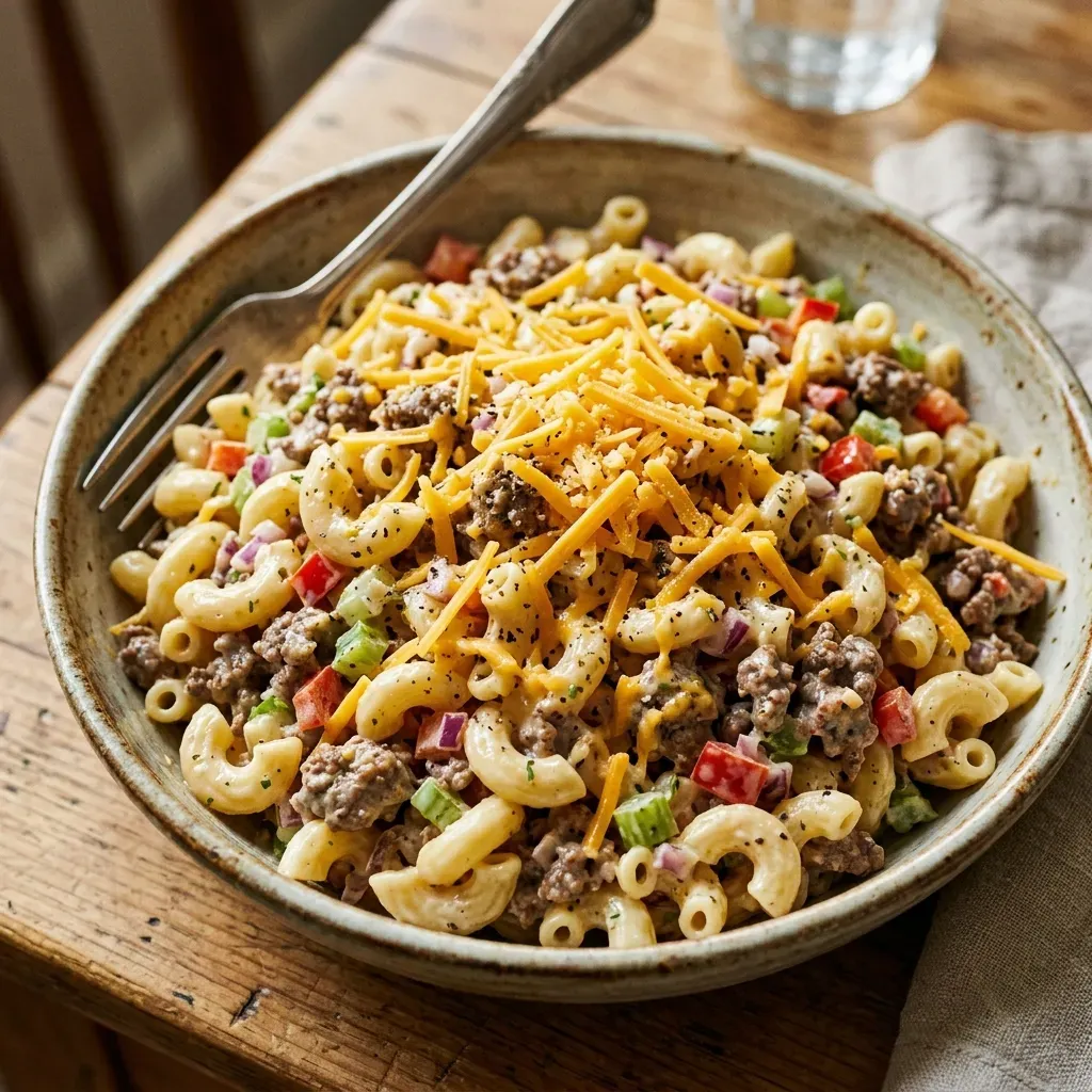Beef & Cheese Macaroni Salad 5 Beef & Cheese Macaroni Salad