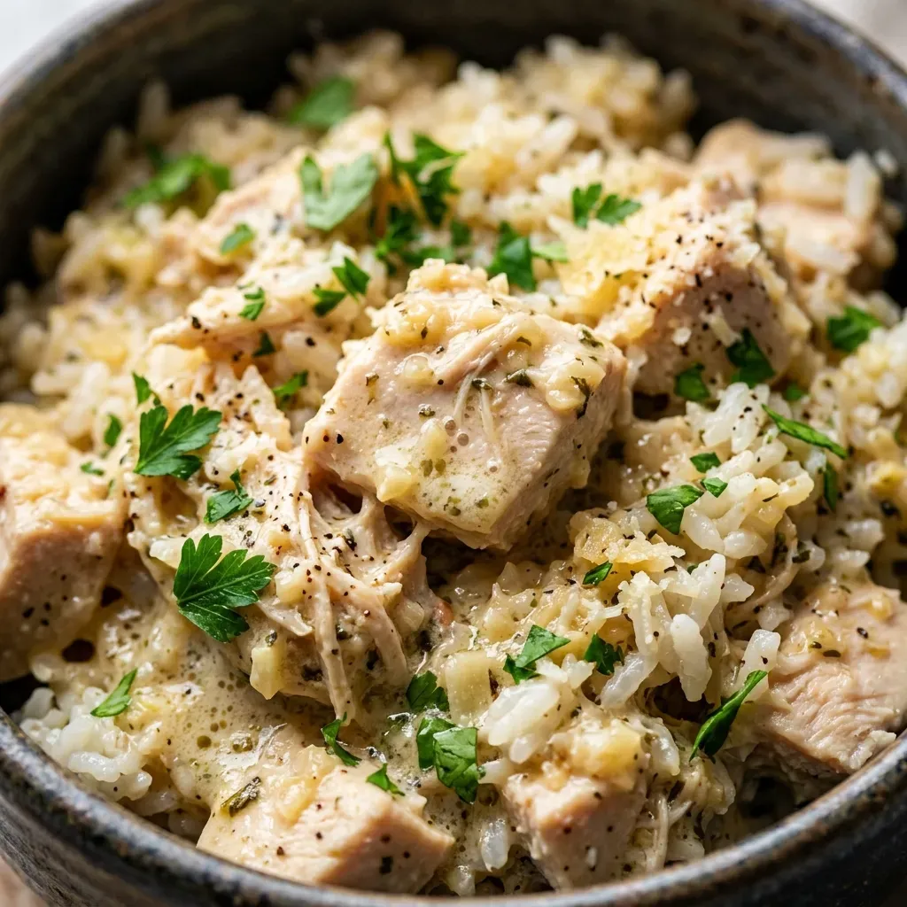 Creamy Garlic Chicken Rice Bowls