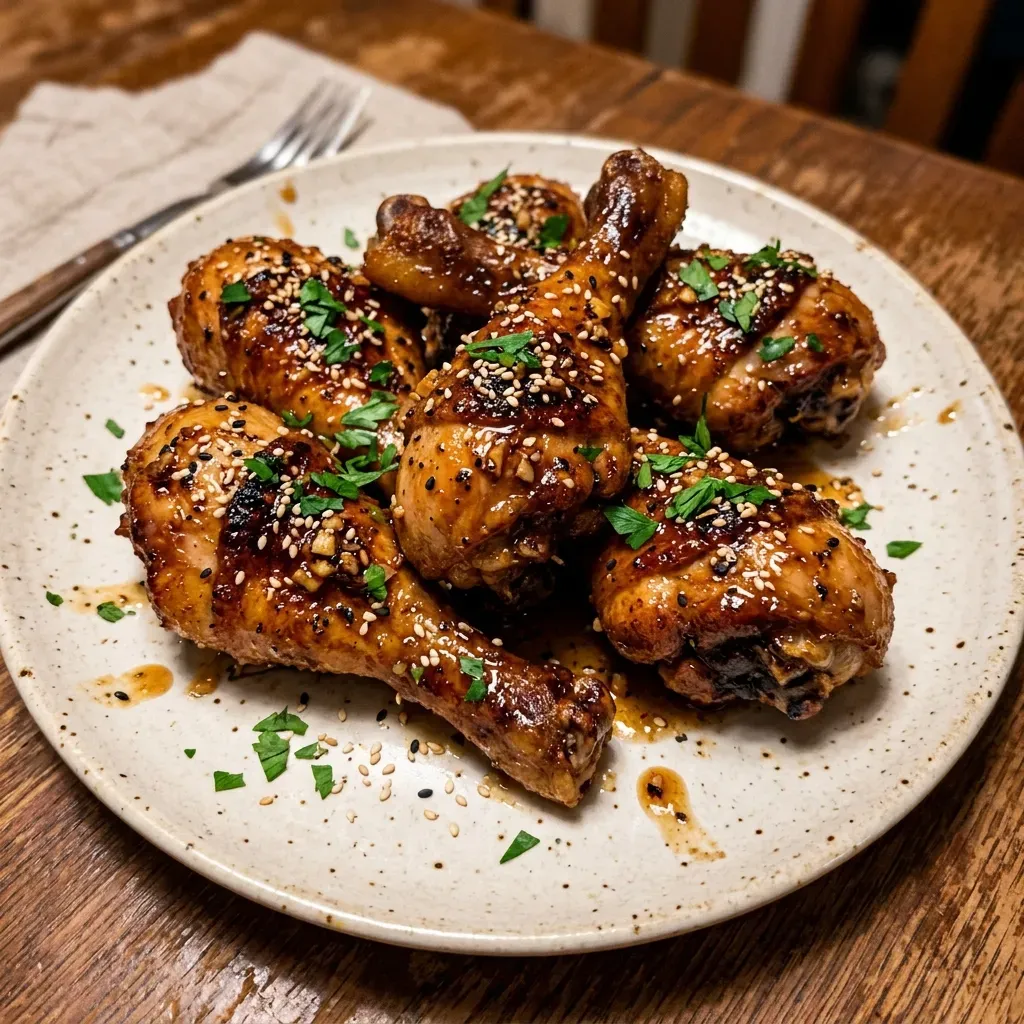 Crispy Baked Honey Garlic Chicken Drumsticks