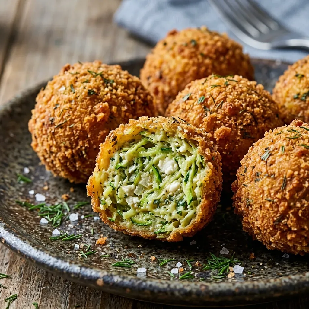 Crispy Zucchini Feta Balls