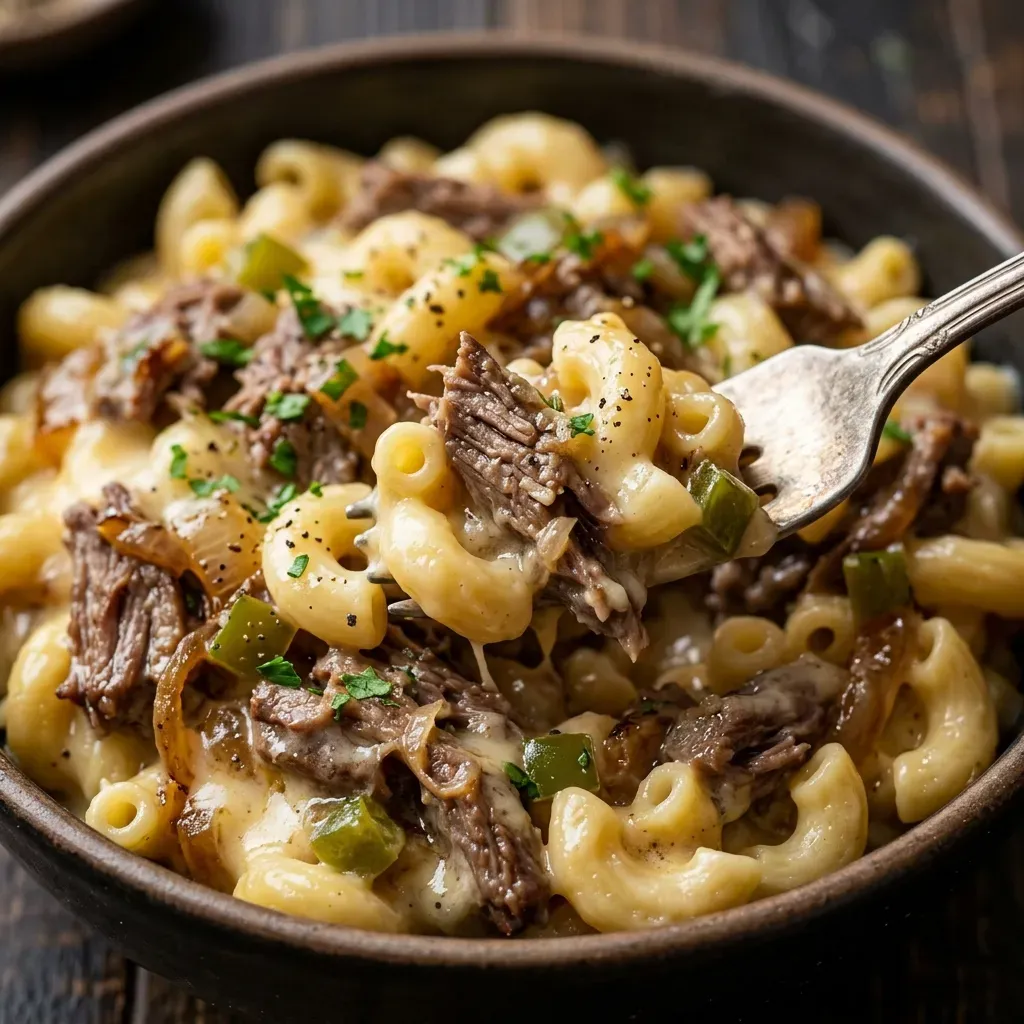 Easy High-Protein Philly Cheesesteak Mac