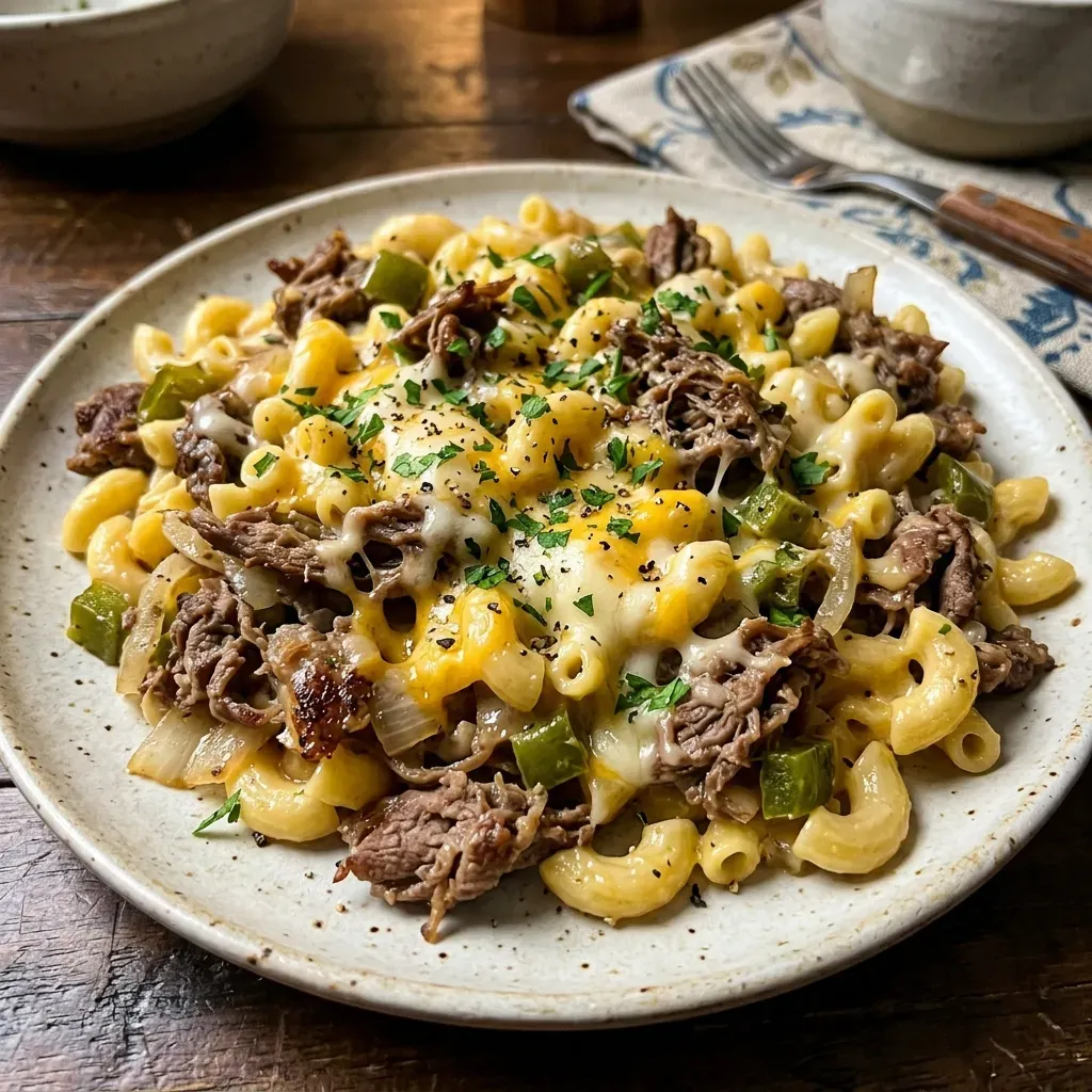 Easy High-Protein Philly Cheesesteak Mac